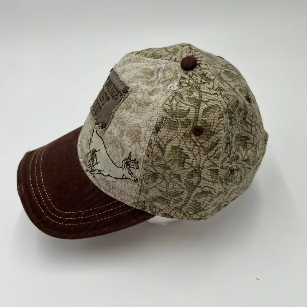 Eat‎ More Fast Food Deer Hunting Camo Trucker Hat Brown Distressed Snapback Cap